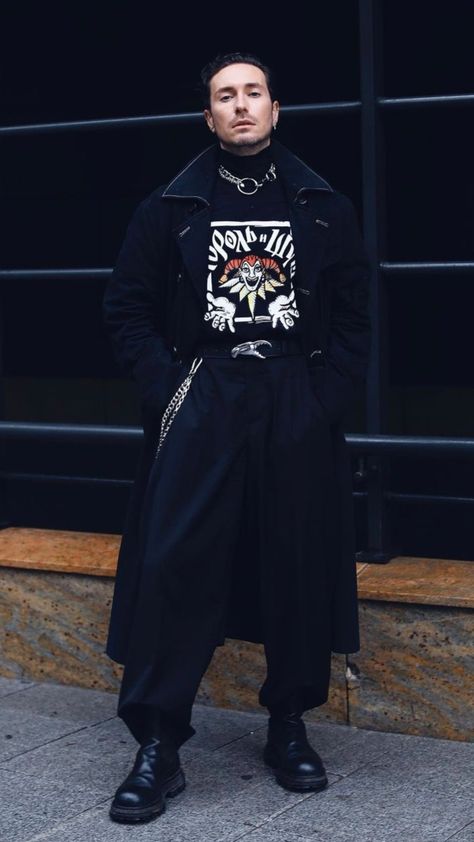 Gothic Fashion Men Modern, Formal Goth Outfits Men, Gopnik Style, Alt Mens Fashion, Gothic Fashion Men, Btob Ilhoon, Tan France, Edgy Looks, Disco Fashion