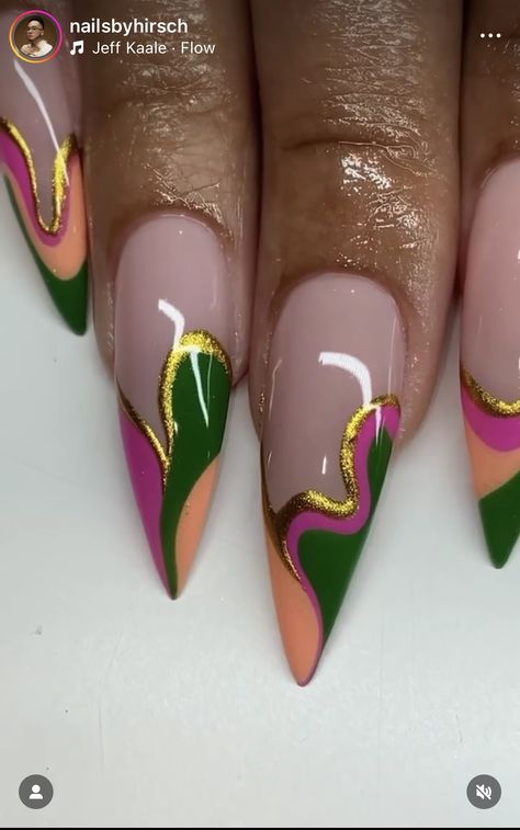 1960 Nails, Colombia Nails Design, Havana Nails, African Nails Design Black Women, Olive Nails Design, Simple Tropical Nails, Jamaica Nails Vacations, Jamaica Inspired Nails, Colombian Nails