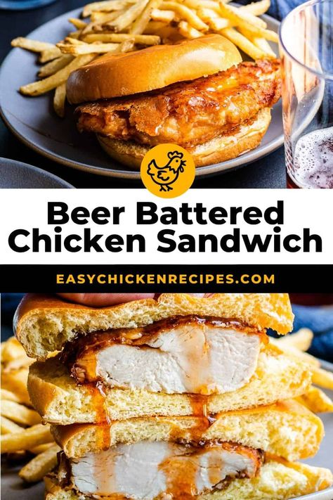 Homemade Hot Honey, Beer Battered Chicken, Beer Battered Fries, Battered Chicken, Fried Chicken Sandwiches, Undercooked Chicken, Good Fried Chicken, Fish Batter Recipe, Crispy Chicken Burgers