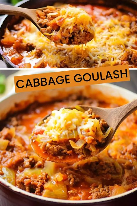 Cabbage Goulash Goulash With Cabbage, Hungarian Cabbage Soup, Cabbage Goulash Recipes, Keto Goulash With Cabbage, Cabbage Goulash, Ketobiotic Recipes, Savory Cabbage, Cabbage Dishes, Hungarian Goulash