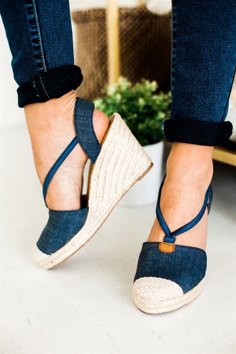 Denim espadrilles, espadrilles, denim, heels, wedges, shoes Casual Open-toe Fabric Espadrilles, Summer Slip-on Espadrille Wedge Sandals, Comfortable Women's Shoes, Blue Slip-on Espadrilles With Textured Sole, Comfortable Blue Slip-on Espadrilles, Shoes For Work, Denim Espadrilles, Adjustable Closed-toe Espadrille Wedge Sandals, Denim Heels