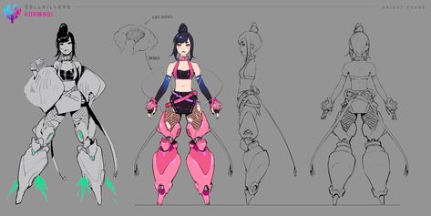 ArtStation - Hor@ngi - Character Sheets, Knight Zhang Knight Zhang, View Drawing, Digital Art Software, Illustration Techniques, Character Sheets, Character Model, Model Sheet, Arte Cyberpunk, Creating Characters