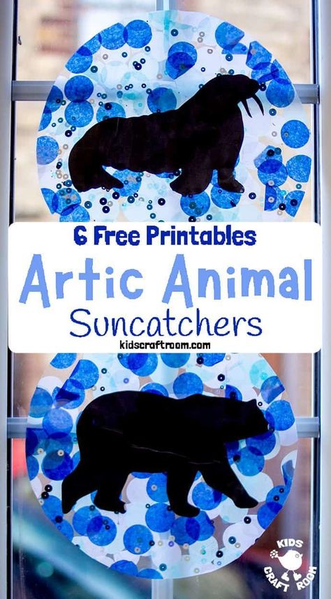 Artic Animal Suncatcher Craft Attic Animals Craft For Toddlers, Arctic Plants For Kids, Arctic Fox Crafts For Toddlers, Polar Bear Preschool Art, Polar Fox Craft, Arctic Animal Art For Toddlers, Polar Bear Kids Craft, Winter Animal Art For Toddlers, Winter Animals Preschool Activities Art Projects