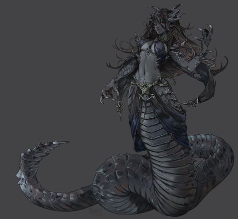 Naga Character Design, Naga Female, Female Naga, Naga Character, Concept Art World, Monster Concept Art, Mythology Art, Digimon Adventure, Creature Concept Art