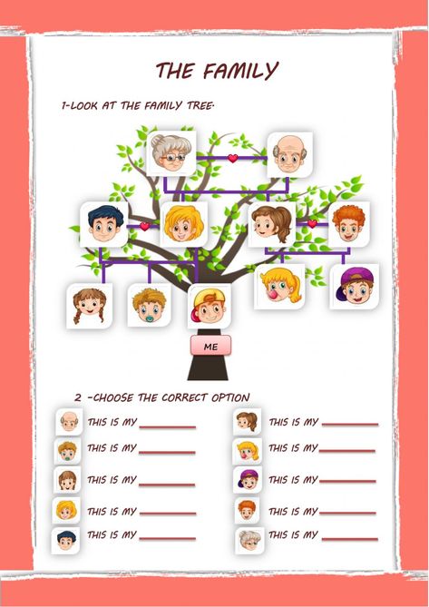 The family online exercise for 2nd grade My Family Worksheet Grade 2, Family Members Worksheet, Family Exercise, Teaching Verbs, Family Tree Worksheet, Alphabet Crafts Preschool, خريطة ذهنية, Family Worksheet, Preschool Schedule