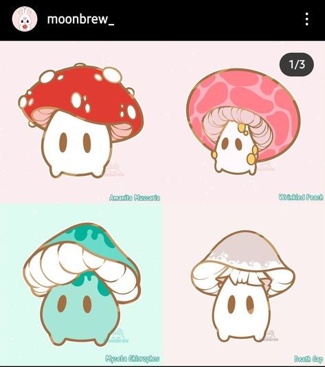 Mushroom Types, Art Cute Kawaii, 16 Tattoo, Mushroom Drawing, Chibi Anime Kawaii, Illustration Ideas, Cute Doodle Art, Mushroom Art, Kawaii Design