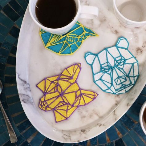 Geometric Coasters 3D Pen Stencil - 3Doodler Doodling Techniques, Geometric Animal Head, 3d Pen Stencils, 3d Drawing Pen, Geometric Coaster, 3d Printing Pen, 3d Pen, 3d Drawings, Geometric Animals