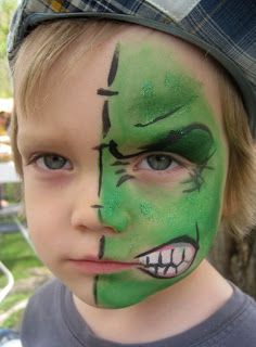 easy  hulk Painting Pumkins Ideas, Superhero Face Painting, Easy Face Painting Designs, Halloween Makeup For Kids, Face Painting For Boys, Face Painting Tutorials, Face Painting Easy, Kids Face Paint, Belly Painting