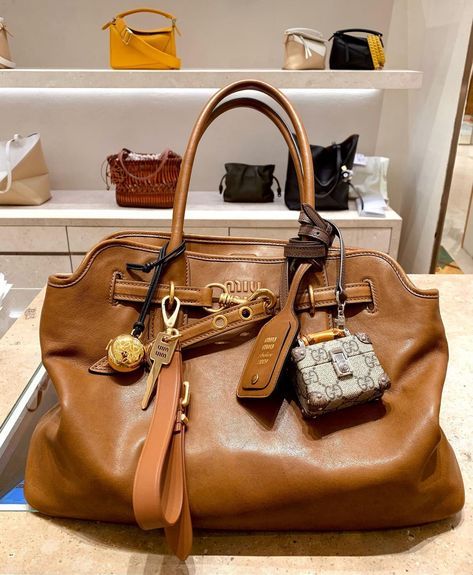 Uni Bag, Dream Bag, Miu Miu Bag, Dream Bags, Jane Birkin, Brown Bag, Women Bags Fashion, Bag Charms, Pretty Bags