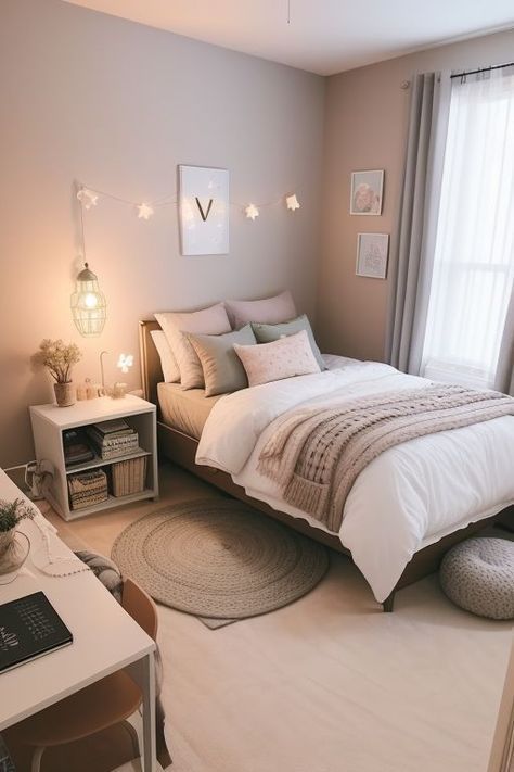 Bedroom Ideas Dark, Bedroom Ideas For Small Rooms Cozy, Dorm Room Styles, Dream Bedroom Inspiration, Big Girl Bedrooms, Small Bedroom Decor, Bedroom Decor Design, Redecorate Bedroom, Teen Bedroom Decor