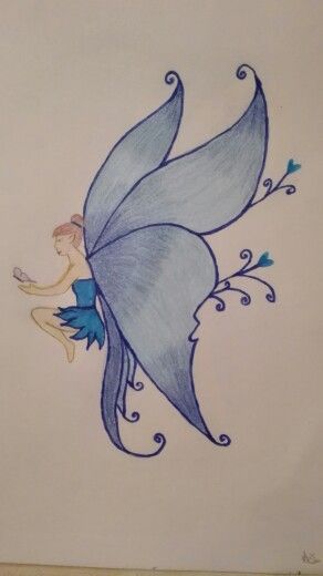 Fairy Pictures Drawing, Cute Fairy Drawing Easy, Small Fairy Drawing, Fairy Sketch Simple, Fairy Art Drawing Sketches Beautiful, Simple Fairy Drawing, Fairy Drawings Easy, Easy Fairy Drawing, Fairy Wings Drawing