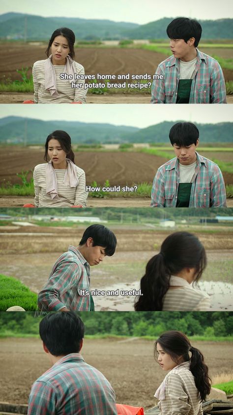 A young woman grows tired of life in the city and returns to her hometown in the countryside. #feelgood #favourites #korean #movie #HyeWon #KimTaeRi #JaeHa #RyuJunYeol #EunSook #JinKiJoo #countryside #peace #farming #orchyard #life #quotes #food #cravings #seasons #friendship #family #mother #love #home #simple #feelings #littleforest Korean Countryside, Quotes Food, Quotes Drama Korea, Ryu Jun Yeol, Life In The City, Korean Movies, Little Forest, Movies Quotes, Mother Love