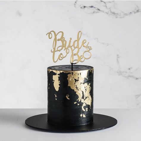 Black and Gold Bridal Shower Cake with Bride To Be Cake Topper Black And Gold Cake, Buttercream Birthday Cake, Single Tier Cake, Cake Bridal, Bridal Shower Inspiration, Gold Bridal Showers, Bridal Shower Cake, Special Occasion Cakes, Painted Cakes