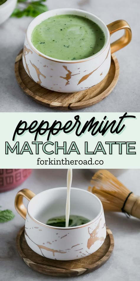 Matcha Juice Recipe, Gingerbread Matcha Latte, Matcha Hot Chocolate Recipe, Hot Matcha Latte Starbucks, Peppermint Matcha Latte, Hot Matcha Latte Recipe, Healthy Matcha Latte, Peppermint Tea Recipe, Peppermint Matcha