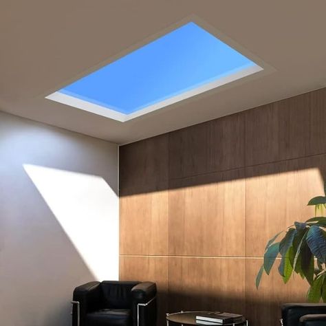 Amazon.com: Empowline Smart Blue Sky Light Ceiling Lamp, Clear Sky Light, Sunlight Lamp, Natural Light Skylight, Zigbee Intelligent Ecosystem, Simulate a Sunlight Irradiation Room, Living Room, Office (1x2FT CUT) : Everything Else Skylights Ideas Ceilings Living Room, Sky Light Ideas, Fake Skylight, Skylight Room, Sunlight Lamp, Daylight Lighting, Sky Ceiling, Sky Lights, Design Studio Office