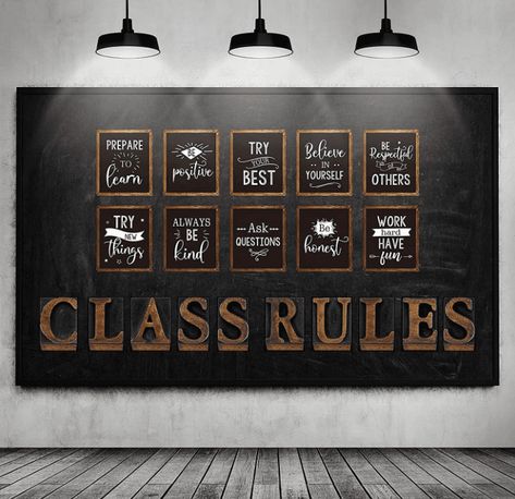 High School Classroom Decorations: Fun Ideas for Your Classroom Junior High Classroom, Classroom Expectations Poster, High School Decor, Rustic Poster, Class Rules Poster, High School Bulletin Boards, Posters Motivational, Theatre Classroom, Modern Teacher