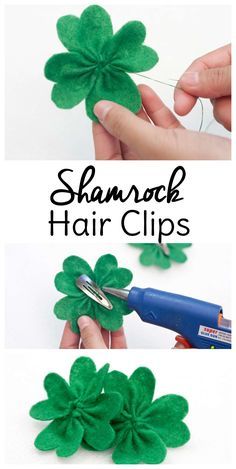 St Patricks Day Hair, Shamrock Hair, Shamrock Craft, St Patricks Crafts, Hair Bow Tutorial, Diy Flores, Hair Clips Diy, St Patrick's Day Decorations, Hair Diy