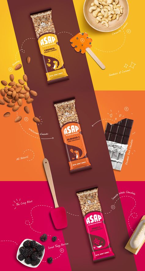 Granola Bar - Packaging Design on Behance Product Layout Design, Catalog Design Ideas, Creative Catalog, Ingredients Design, Brochure Design Samples, Chocolate Product, Catalog Design Layout, Catalog Ideas, Bar Packaging