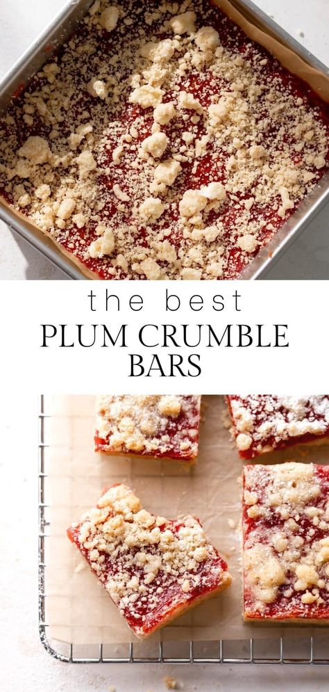 Plums Recipes Dessert, Plum Dessert, Bar Treats, Canned Plums, Plum Crumble, Plum Pie, Plum Recipes, Buttery Shortbread, Shortbread Bars