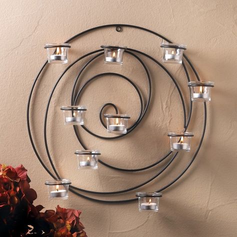 CIRCULAR METAL TEALIGHT CANDLE HOLDER WALL SCONCE DECOR NEW~10015835 Wall Hanging Candle Holders, Hanging Candle Holder, Wall Candle, Candle Cups, Decorative Wall Sconces, Candle Wall, Hanging Candles, Wall Candle Holders, Iron Candle