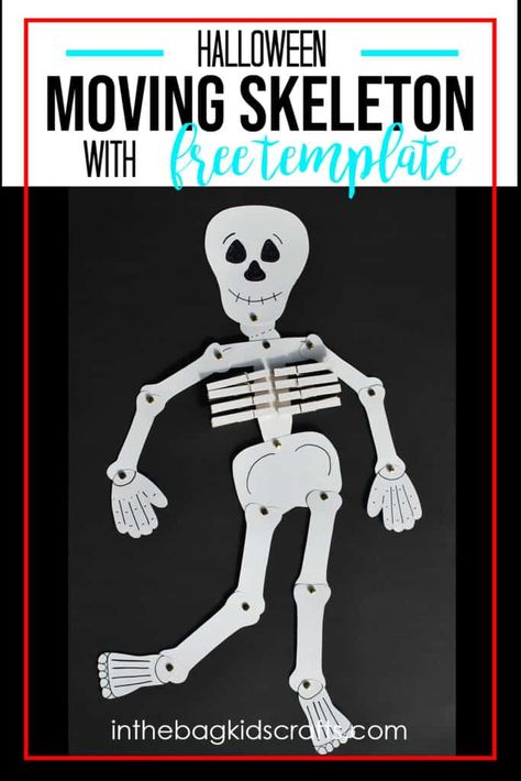 MOVEABLE SKELETON CRAFT Skeleton Learning Activities, Build A Skeleton, Skeleton Printable, Skeleton Craft, Body Preschool, Human Body Activities, Learning Preschool, Human Body Unit, Halloween Preschool