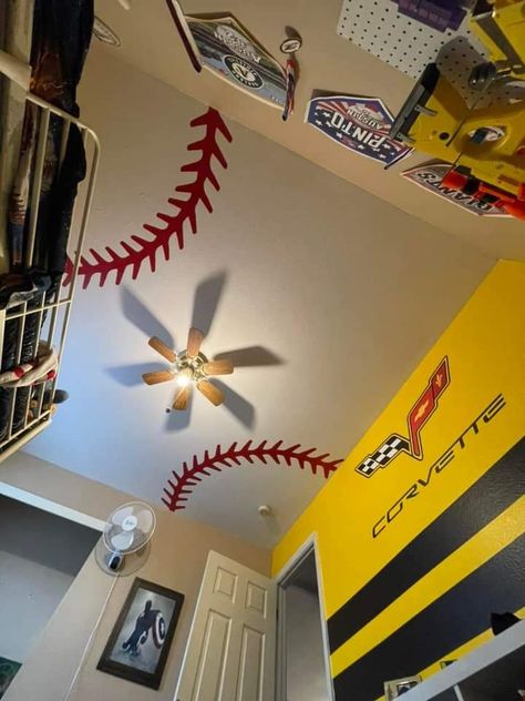 Boys Baseball Bedroom, Baseball Themed Bedroom, Baseball Bedroom, Baseball Room, Baseball Wall, Fantasy Rooms, Baseball Theme, Themed Bedroom, Design Blogs