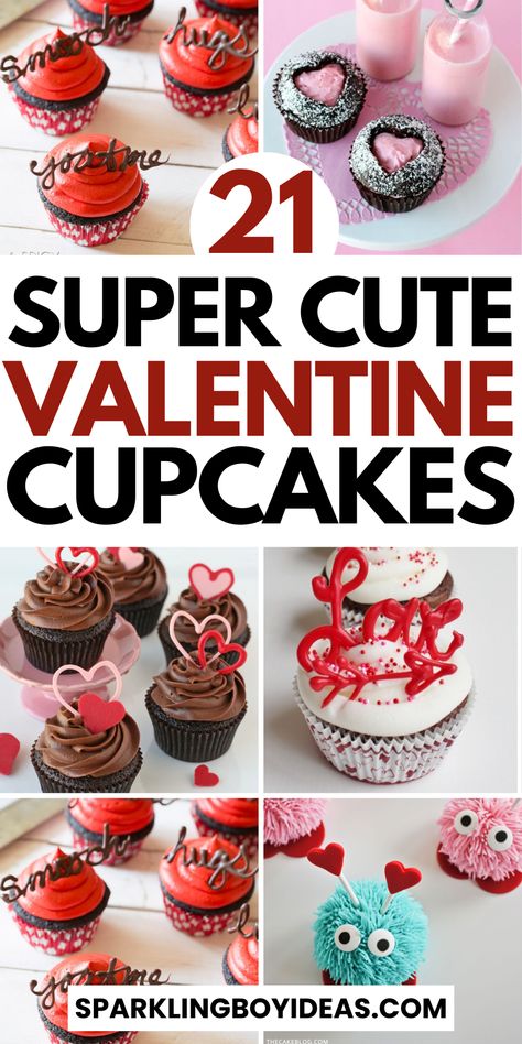 Delight in the magic of Valentines Day cupcakes, perfect for celebrating love! Discover our easy and romantic cupcake recipes, including heart-shaped cupcakes, chocolate cupcakes, cherry cupcakes, and red velvet cupcakes. Get creative with DIY Valentine cupcake decorating ideas, featuring cute designs and pink and red themes. From fancy Valentine's Day desserts to fun mini cupcake ideas, we have ideas for all. Make your Valentine's Day special with these delicious Valentine's Day treats! Valentines Cupcakes For Him, Valentine’s Day Cupcake Ideas For Kids, Easy Valentines Cupcake Ideas, Heart Shaped Cupcakes Decorating, Easy Valentines Day Cupcakes, Valentine Mini Cupcakes, Heart Themed Desserts, Valentines Cupcakes Decoration Easy, Valentines Dessert Ideas Cupcakes