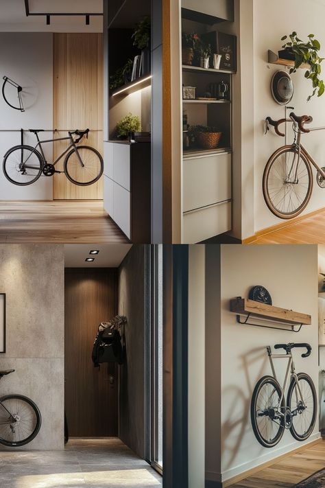 Save space with a DIY wall-mounted bike rack! Perfect for small apartments and stylish storage. #DIYBikeRack #SpaceSaving #HomeOrganization Bike Storage Small Space, Diy Bike Rack, Wall Mount Bike Rack, Bike Wall Mount, Bike Wall, Bike Storage, Bike Rack, Small Storage, Small Apartment