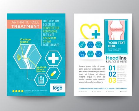 Medical brochure | Free Vector #Freepik #freevector #brochure #flyer #cover #template Health Book Cover Design, Medical Poster Design, Science Brochure, Cover Book Design, Medical Poster, Brochure Size, Brochure Examples, Medical Brochure, Medical Posters