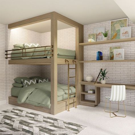 Bunker Beds For Kids, Bunkbeds Design Small Room, Bunker Bed, Bunk Bed Rooms, Diy Bunk Bed, Bunk Beds Built In, Bunk Beds With Storage, Bunk Bed Designs, Kids Bedroom Inspiration