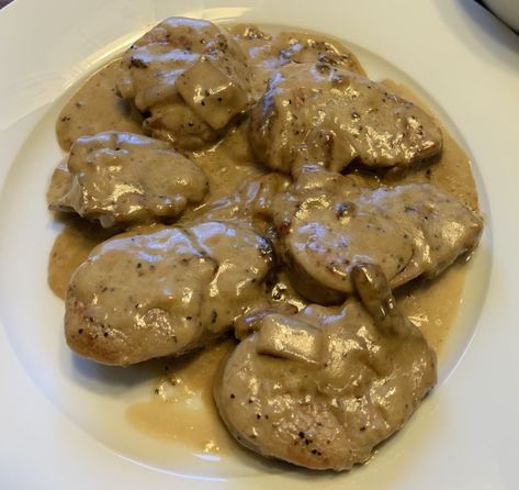 Pork Medallions with Blue Cheese Sauce – Powell's Plates Pork Medallions With Blue Cheese Sauce, Blue Cheese Pork Tenderloin, Pork Tenderloin Blue Cheese Sauce, Pork Medallions, Blue Cheese Sauce, Blue Cheese, Grape Leaves, Mashed Potatoes, Sauce