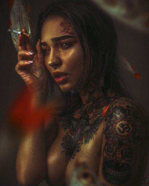 Samurai Photoshoot, Haunting Photography, Conceptual Art Photography, Motocross Photography, Day Of The Dead Artwork, Rose And Dagger, Chica Punk, Nature Iphone Wallpaper, Tattoed Women