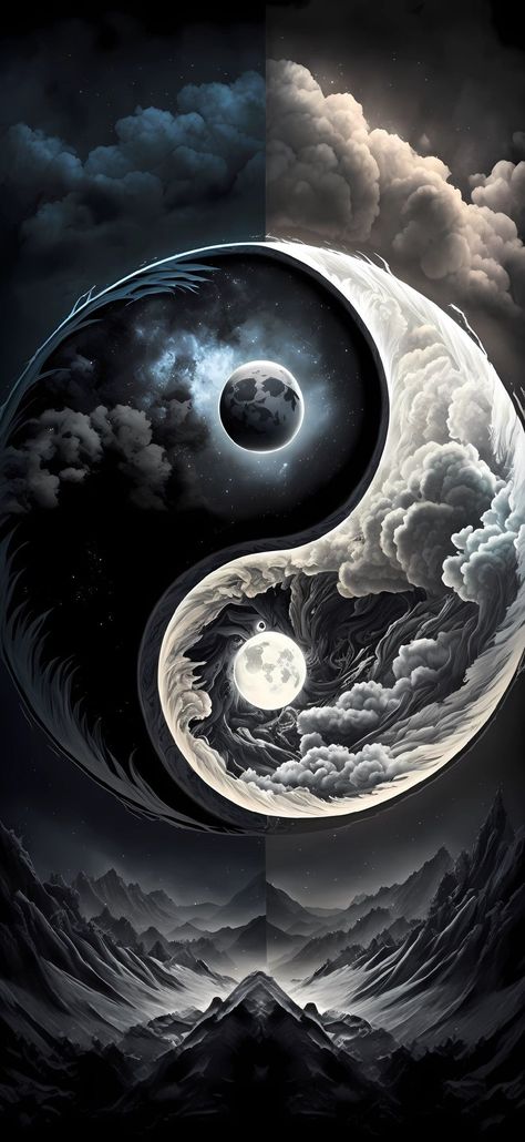 Jing Y Jang, Ying Yang Art, Yin Yang Art, Android Wallpaper Art, Dark Fantasy Artwork, Seni Dan Kraf, Cool Anime Backgrounds, Dark Phone Wallpapers, Art Gallery Wallpaper