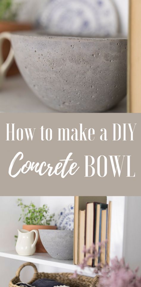 Diy Concrete Bowl, French Vintage Decor, Concrete Bowl, Concrete Diy Projects, Diy Concrete, Concrete Crafts, Concrete Projects, Cement Crafts, Butler Pantry