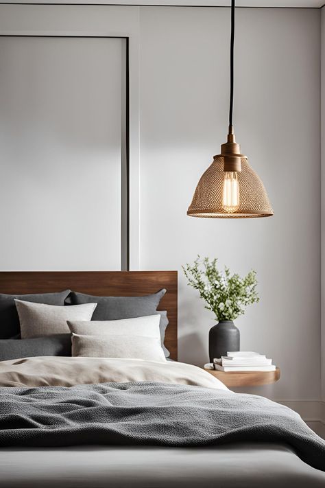 Chic hanging bedside pendant lights for a cozy bedroom, featuring modern and farmhouse styles. Hanging Ceiling Lights Bedroom, Lights In Bedroom Ideas, Hanging Lights In Bedroom, Cozy Fairy Lights, Bedside Lighting Ideas, Light Bulbs Hanging, Bedside Lamps Ideas, Lights In Bedroom, Bedroom Hanging Lights