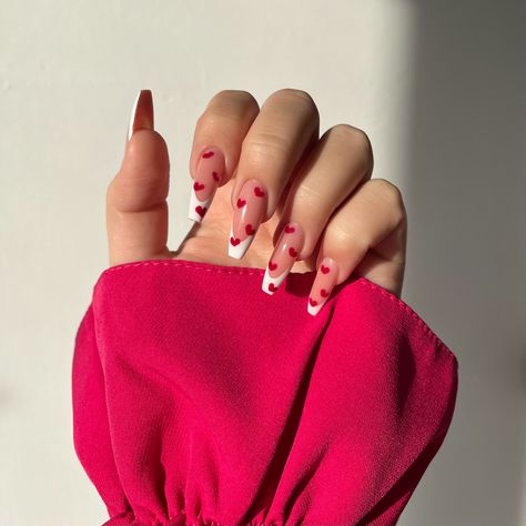 Happy Valentine’s Day Ballerina Nails Valentines Day, Ballerina Valentines Nails, Happy Valentines Day Nails, Almond Acrylic Nails Designs, Coquette Nails, Nail 2023, Ballet Nails, 2023 Aesthetic, Stylish Nails Designs