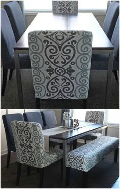 Diy Chair Covers, Dining Chairs Diy, Dining Room Chair Slipcovers, Dining Room Chair Covers, Diy Dining, Chair Slipcovers, Dining Chair Covers, Chair Makeover, Dining Chair Slipcovers