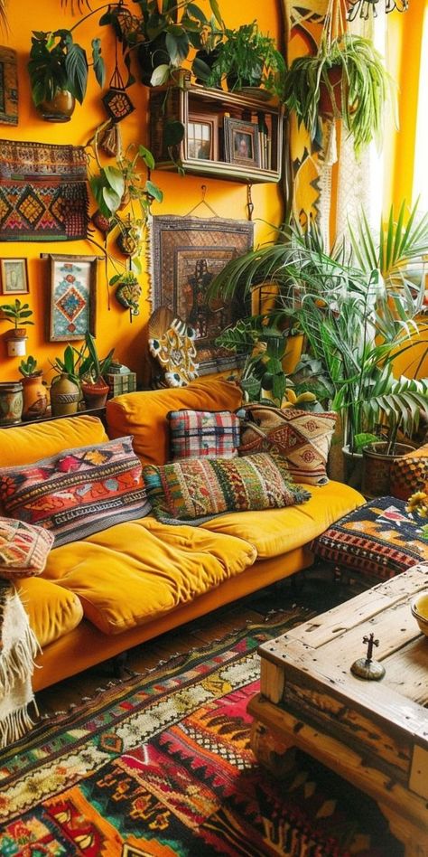 Small Living Room Ideas Apartment, Boho Living Room Wall Decor, Boho Maximalism, Living Room Ideas Boho, Boho Living Room Apartment, Boho Living Room Wall, Room Ideas Boho, Colourful Lounge, Living Room Decor Boho