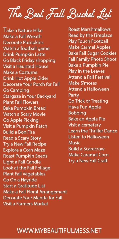 Fun Fall Dates, Fall Beauty Ideas, Fall Celebration Ideas, Fall Lists, Autumn Dates, Bucket List For Families, Fall Traditions, Fall Date Ideas, Fall Family Fun