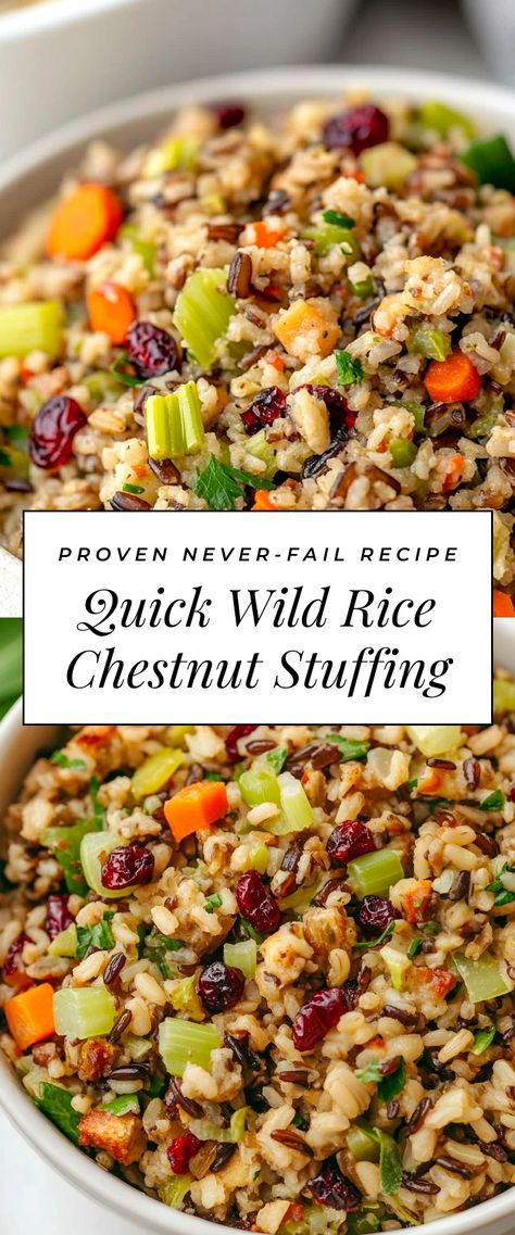 Image for Quick Wild Rice Chestnut Stuffing Wild Rice Meals, Wild Rice Recipes Side Dishes Easy, Dairy Free Christmas Sides, Rice Recipes Side Dishes, Wild Rice Recipes Side Dishes, Gluten Free Rice Recipes, Dairy Free Christmas Recipes, Wild Rice Recipe, Wild Rice Stuffing