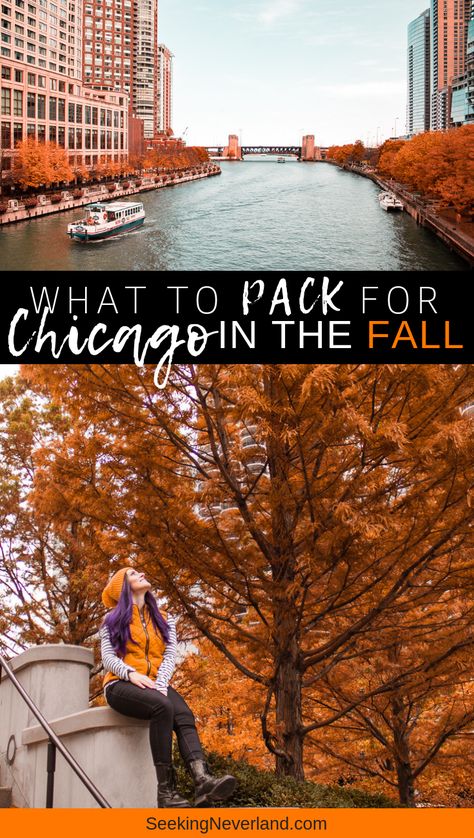 With average temperatures between 50 & 60 degrees F, you need to bring the warm clothes. Here is what to pack for Chicago in Fall with tips on how to pack warm clothes in just a carry on. #packingtips #chicago #falltravel Autumn Chicago Outfit, Chicago Outfit In November, Chicago Fall Outfits 2023, Chicago In The Fall Outfits, Fall Outfits In Chicago, Chicago Street Style Fall, October In Chicago Outfits, November Chicago Outfit, Chicago October Outfit