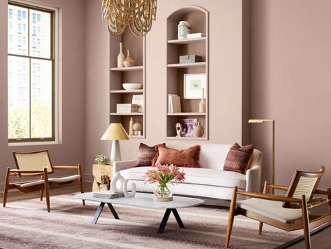 2024 List, Pink Paint Colors, Sherwin Williams Colors, Pink Living Room, Room Paint Colors, Paint Brands, Paint Colors For Living Room, Pink Walls, Living Room Paint