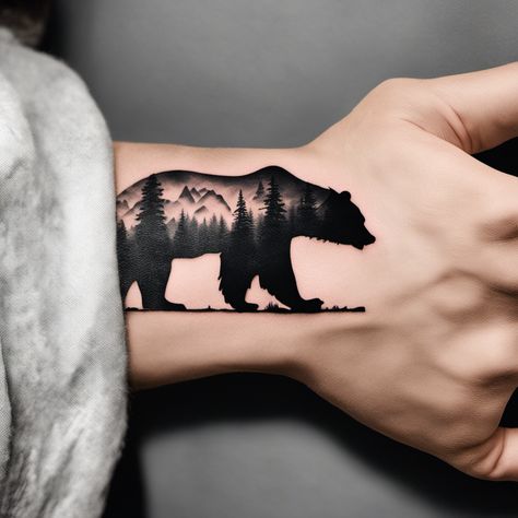 Mountain And Bear Tattoo, Smokey Mountain Tattoo, Smoky Mountain Tattoo, Bear Silhouette Tattoo, Animal Lover Tattoo, Black Bear Tattoo, Lover Tattoo, Mountain Tattoo Simple, Bear Tattoos