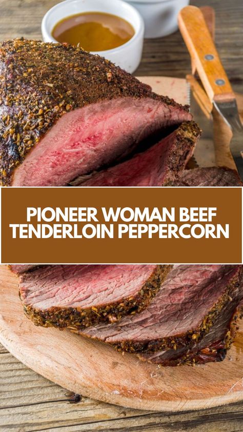 Pioneer Woman Beef Tenderloin Peppercorn, crafted with whole beef tenderloin, kosher salt, sugar, tri-color peppercorns, butter, and garlic, promises a savory delight. With a total cooking time of 35 minutes, serving 8, this recipe offers a delectable feast for any occasion. Pioneer Woman Filet Mignon, Ree Drummond Beef Tenderloin, Peppercorn Beef Tenderloin, Recipes For Beef Tenderloin, Pioneer Woman Beef Tenderloin, Beef Tenderloin Marinade Recipes, Petite Tender Beef Filet, Whole Beef Tenderloin Recipes, Beef Tenderloin Recipes Oven