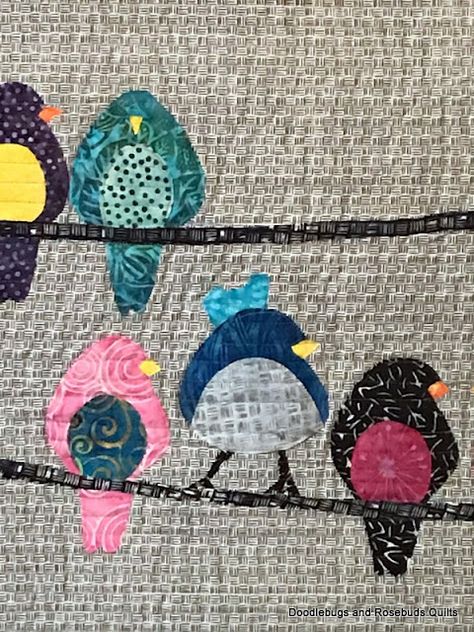 Birds On A Wire Quilt Pattern, Bird Applique Pattern Free, Quilts With Birds, Quilted Birds, Baby Quilts To Make, Bird Quilt Blocks, Bird Quilts, Birds On A Wire, Bird Applique