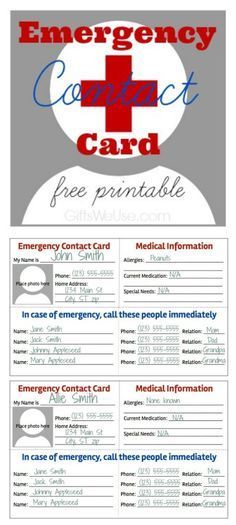 Emergency Contact Form Free Printable, Contact Card Template, Emergency Contact Form, Emergency Contact List, Family Emergency Binder, Printable Gifts, Medical Binder, Emergency Binder, Emergency Prepardness