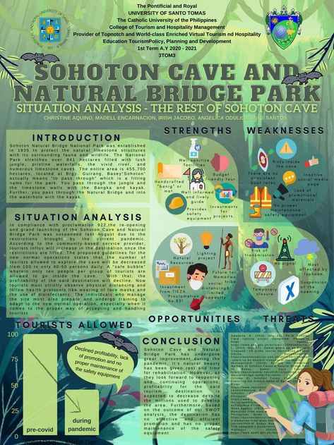 Situation Analysis, University Of Santo Tomas, Brochure Ideas, Research Poster, Hospitality Management, Natural Bridge, Poster Ideas, Creative Packaging Design, Creative Packaging