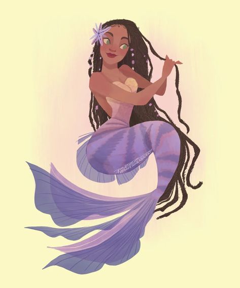 Rizal Badar (@notsobadaart) • Instagram photos and videos Black Mermaid Hair, Mermaid Character Art, Cute Mermaid Art, Merfolk Art, Mermay 2024, Black Mermaid Art, Seaside Castle, Black Mermaids, Mermaid Sketch