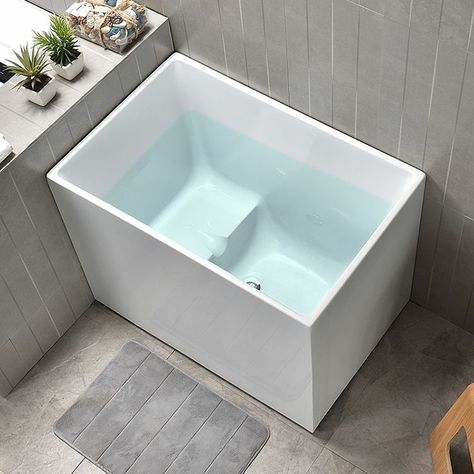 Modern Rectangular Bathtub Center Acrylic Stand Alone Soaking Bath Soaking Tubs Master Bath, Japanese Soaking Tub Shower Combo, Japanese Soaker Tub, Small Soaking Tub, Tiny Bathtub, Rectangular Bathtub, Soaking Tub Shower Combo, Small Bathroom Floor Plans, Bathtubs For Small Bathrooms