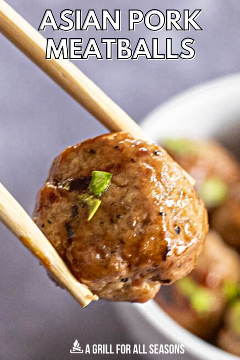 Forget takeout and make your own Asian Pork Meatballs right at home. These tender and juicy meatballs are not only loaded with flavor, but they're fast and simple to make. While most people only think about pairing meatballs with spaghetti, this meatball recipe is sure to change their way of thinking. Wonton Meatballs, Teriyaki Pork Meatballs, Pork Meatball Recipes, Chinese Pork Meatballs, Ginger Pork Meatballs, Asian Meatball Recipes Easy, Chinese Pork Meatball Recipe, Easy Asian Meatballs, Asian Meatball Recipes